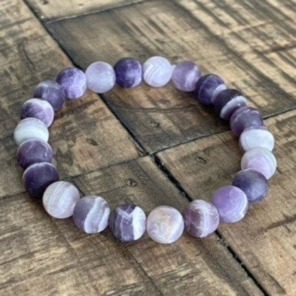 8mm Matte Amethyst Stretch Bead Bracelet - Picture 6 of 8